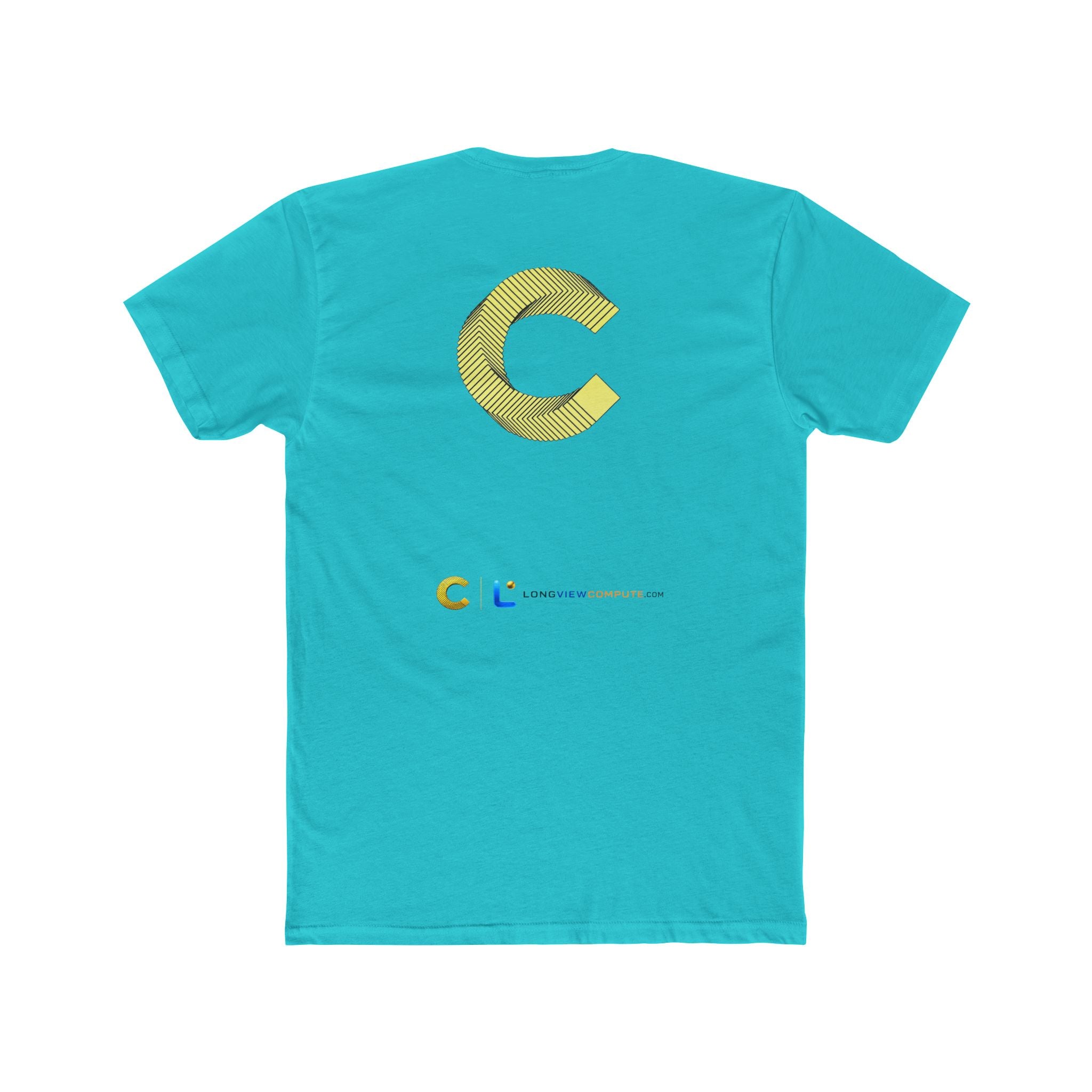 LongView Compute Logo Tee – Blue & Gold 'L' Crew Shirt