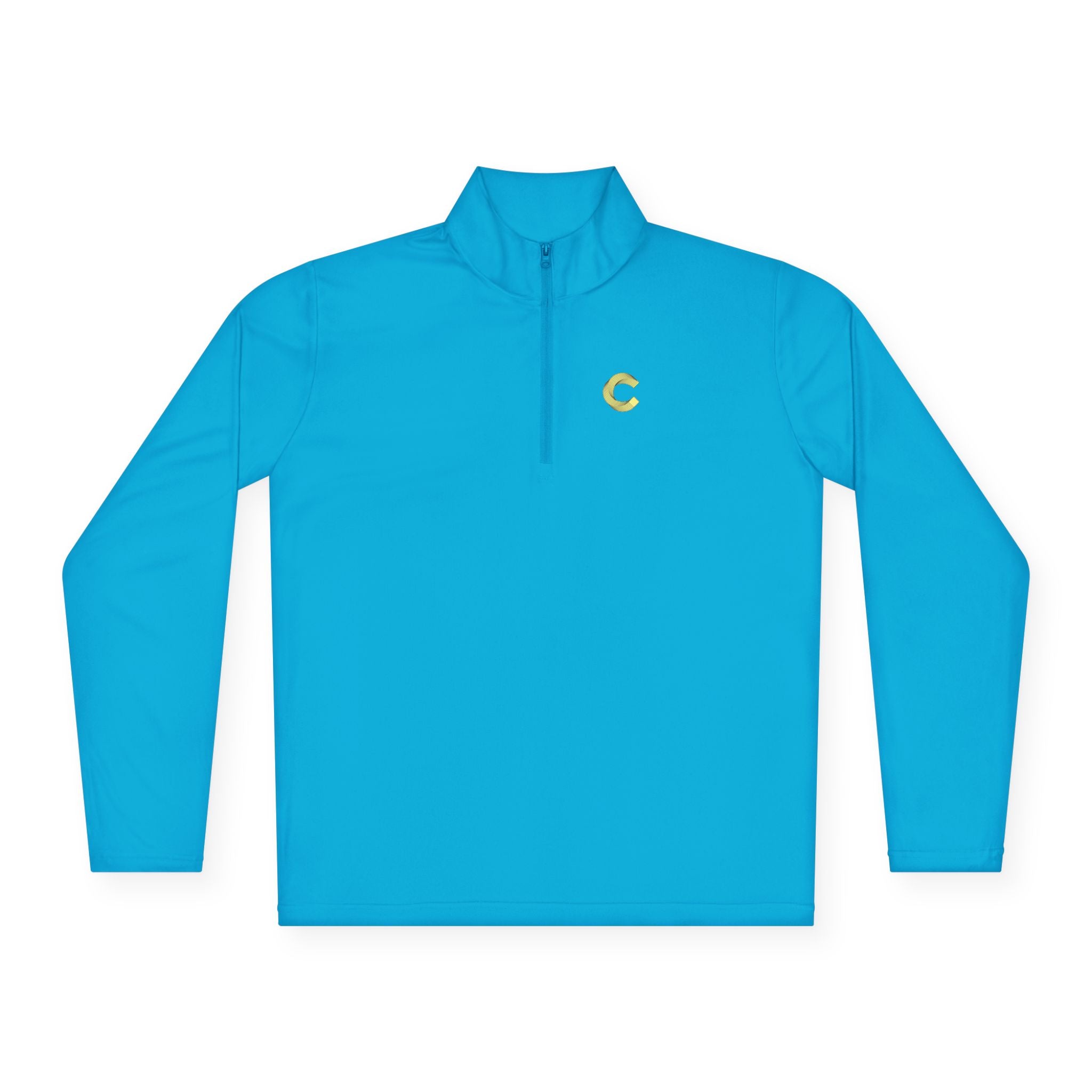 Embroidered 'C' Quarter-Zip Pullover — Minimal Logo Casual Pullover