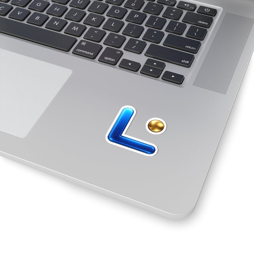 LongView Compute 'L' Sticker – Blue & Gold Die-Cut Laptop Decal