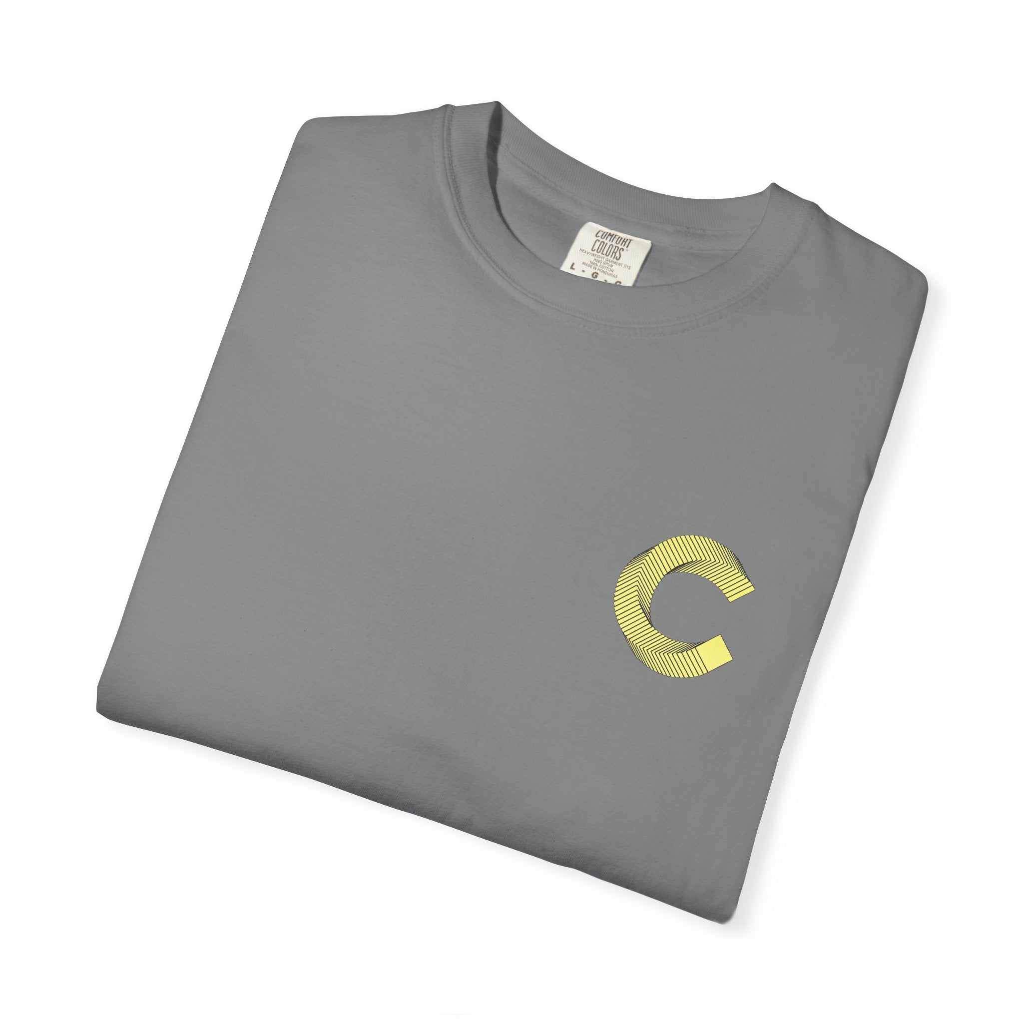 LongView Compute Emblem Tee – Gold & Blue Garment-Dyed Shirt