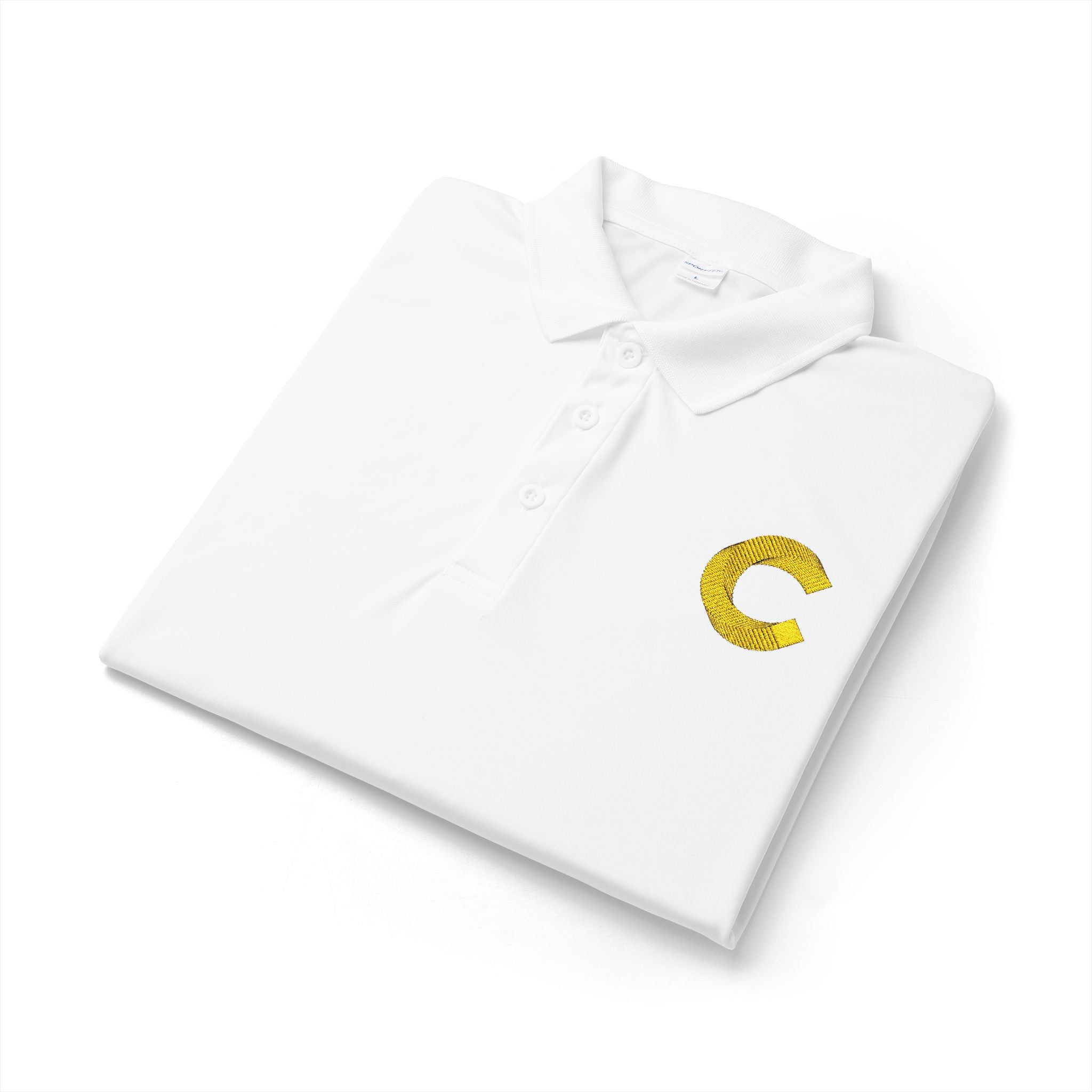Embroidered Gold Glitter 'C' Polo Shirt — Performance Sport Tee