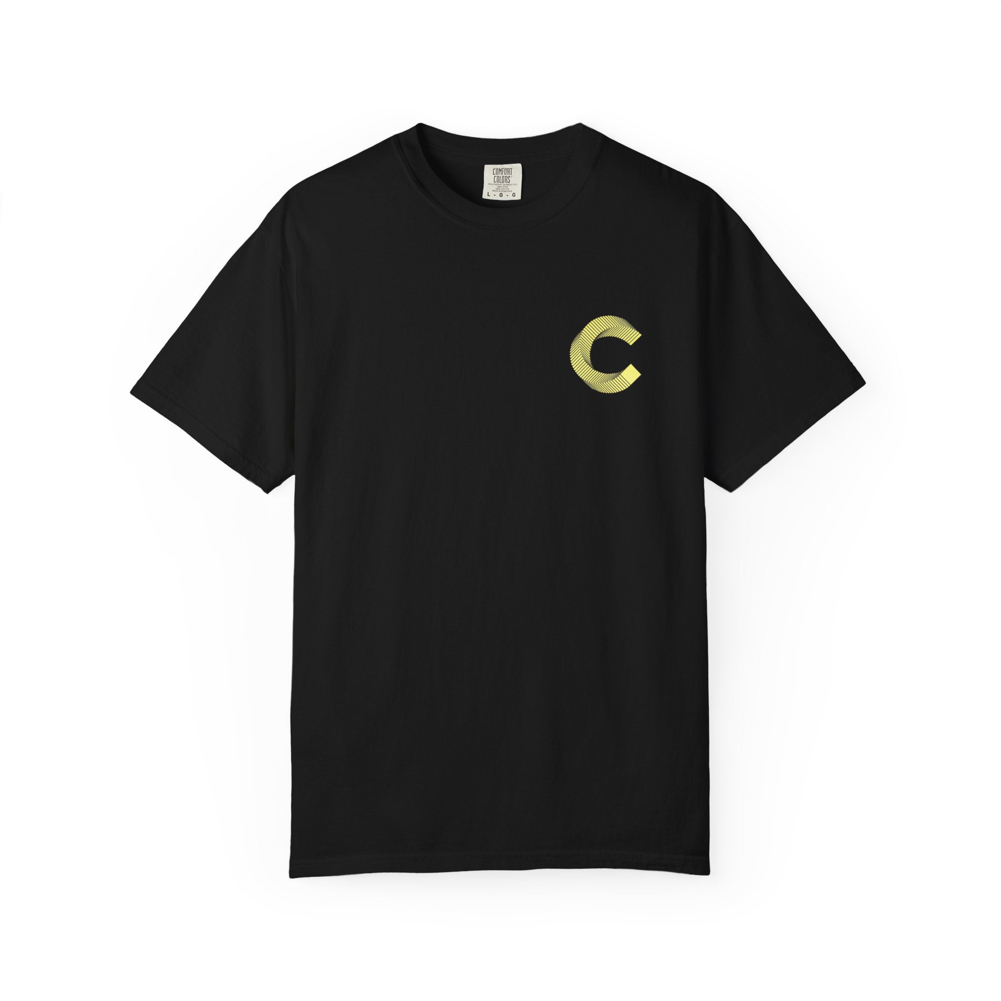 LongView Compute Emblem Tee – Gold & Blue Garment-Dyed Shirt