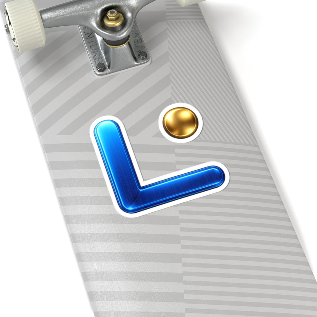 LongView Compute 'L' Sticker – Blue & Gold Die-Cut Laptop Decal