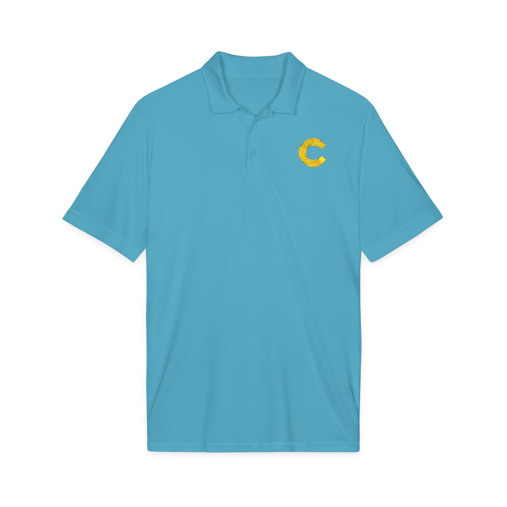 Embroidered Gold Glitter 'C' Polo Shirt — Performance Sport Tee