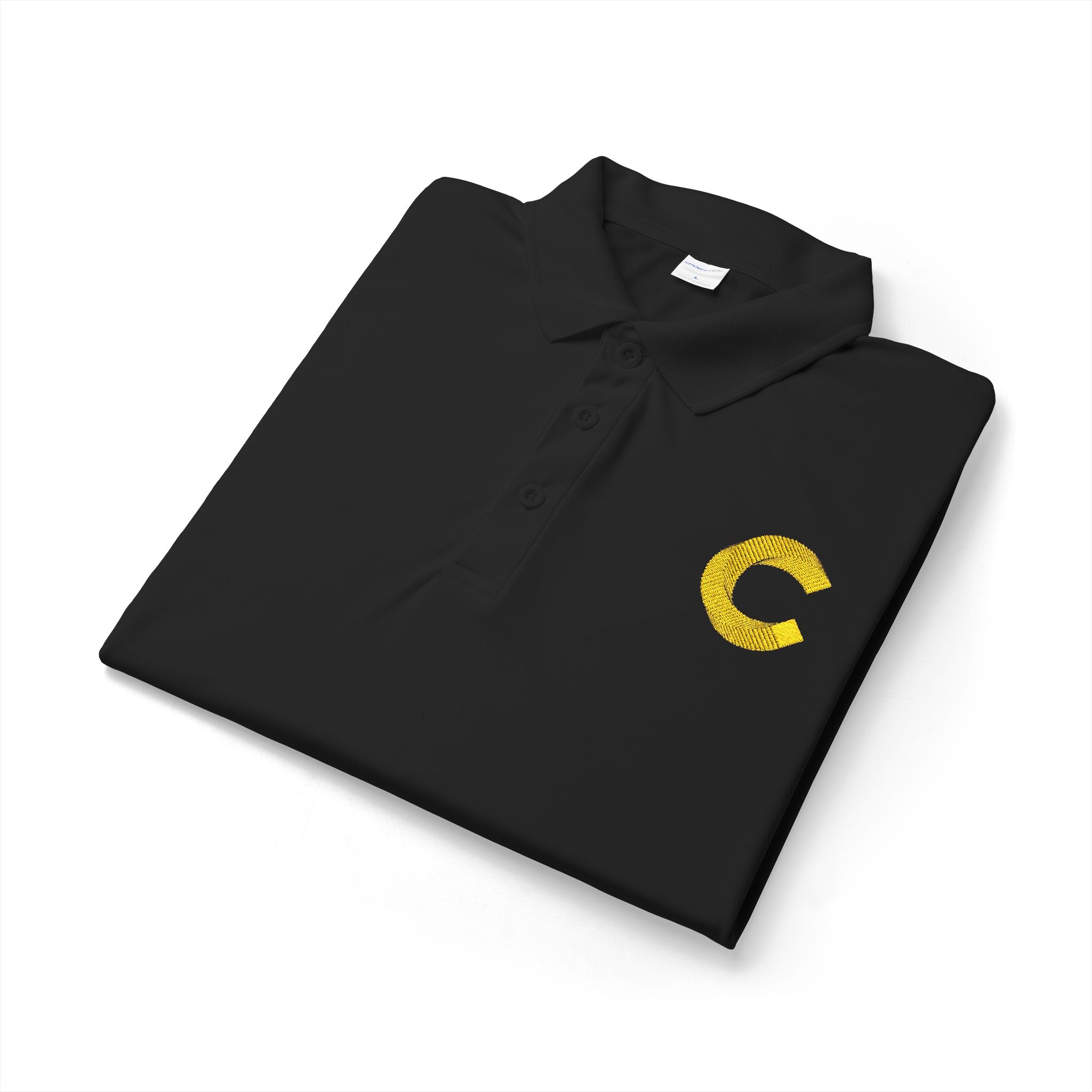 Embroidered Gold Glitter 'C' Polo Shirt — Performance Sport Tee