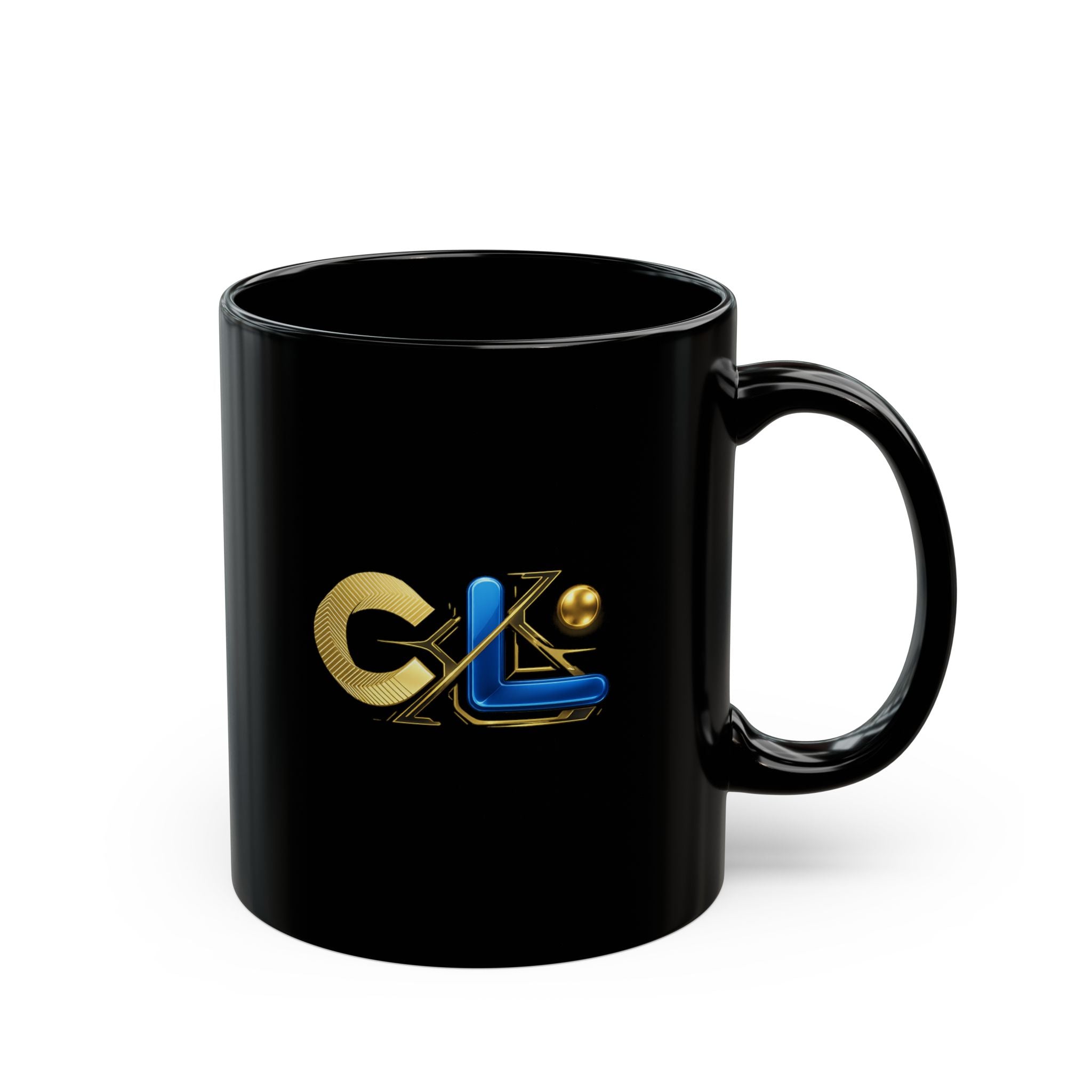 Canton Coin 'C' Mug – Gold & Blue Black Ceramic (11oz / 15oz)