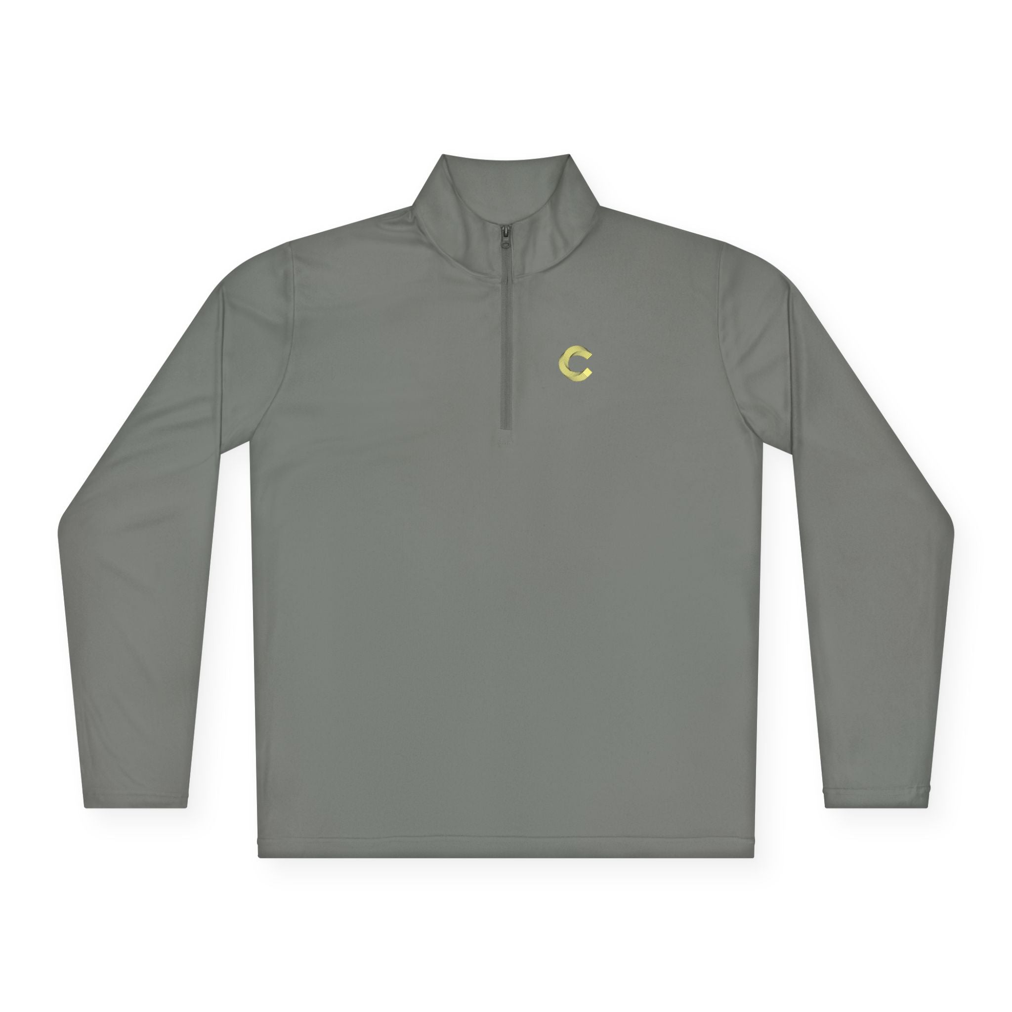 Embroidered 'C' Quarter-Zip Pullover — Minimal Logo Casual Pullover