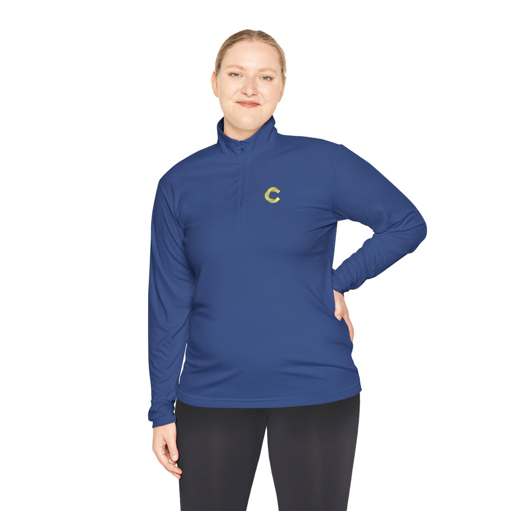 Embroidered 'C' Quarter-Zip Pullover — Minimal Logo Casual Pullover