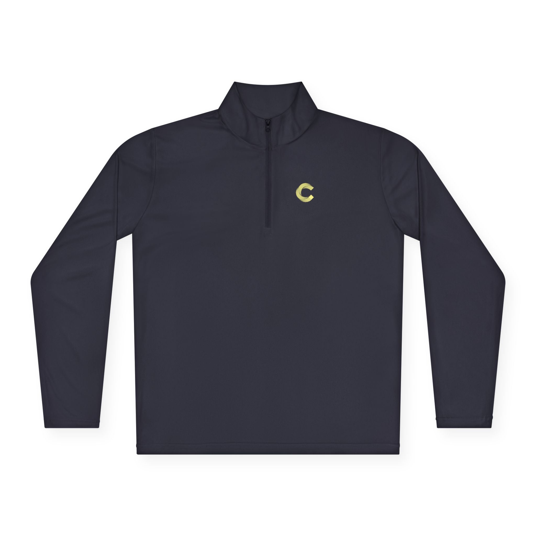Embroidered 'C' Quarter-Zip Pullover — Minimal Logo Casual Pullover