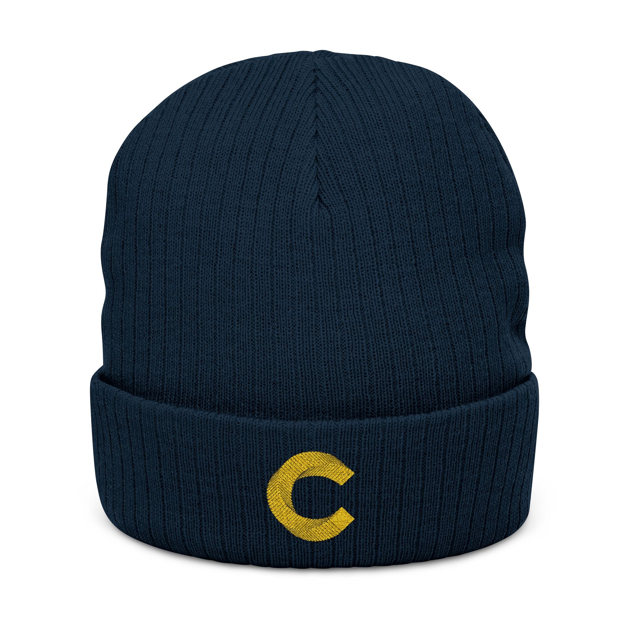 Canton Coin 'C' Beanie – Embroidered Ribbed Knit Hat