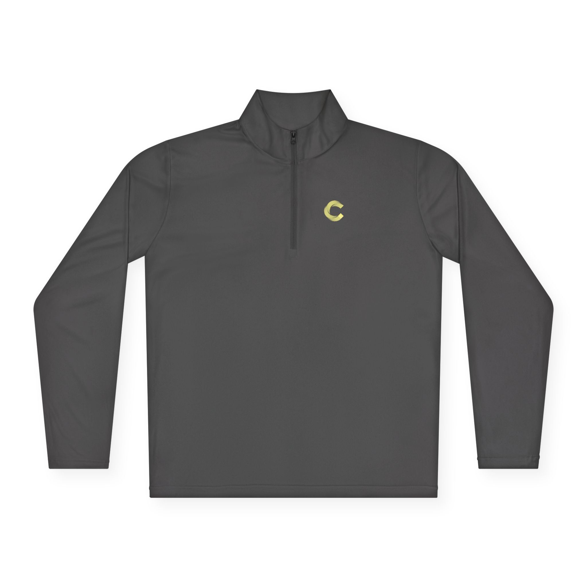 Embroidered 'C' Quarter-Zip Pullover — Minimal Logo Casual Pullover