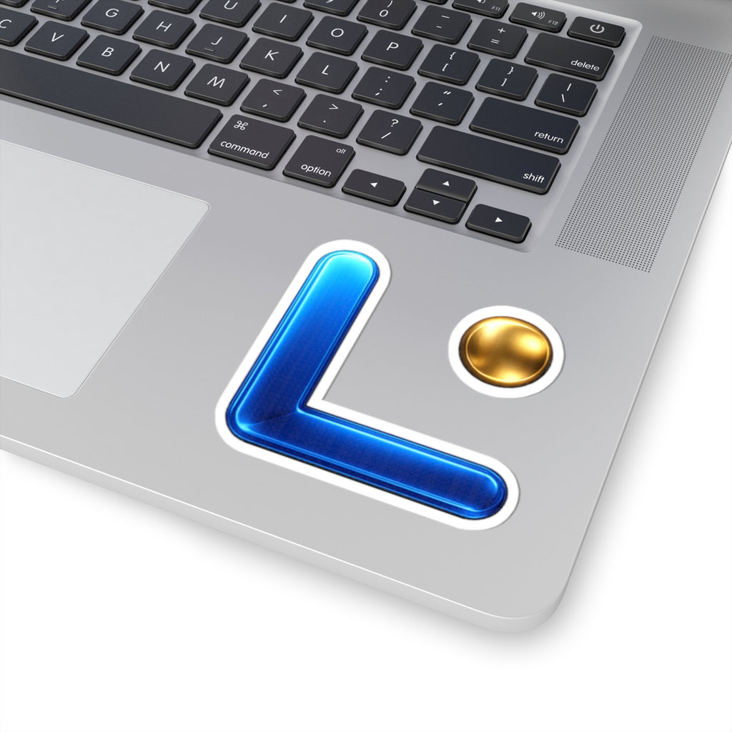 LongView Compute 'L' Sticker – Blue & Gold Die-Cut Laptop Decal