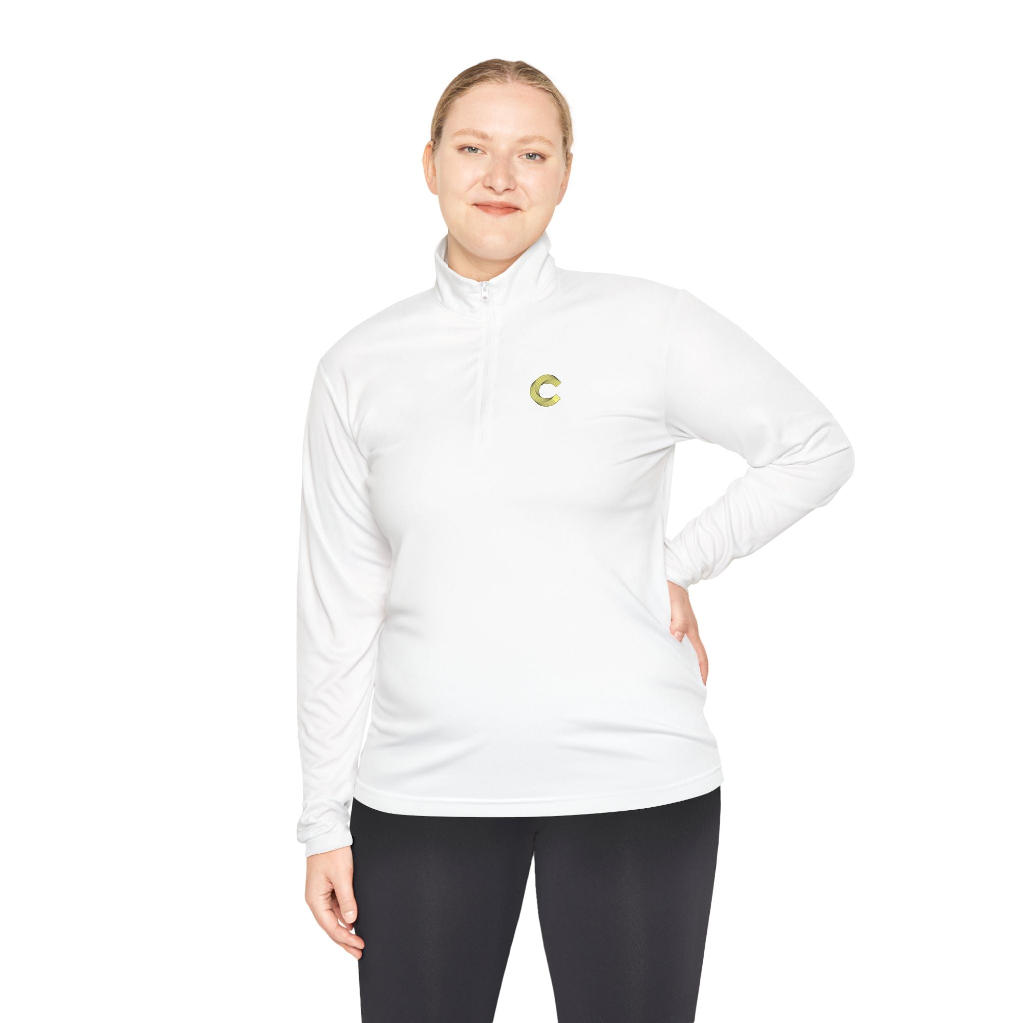 Embroidered 'C' Quarter-Zip Pullover — Minimal Logo Casual Pullover