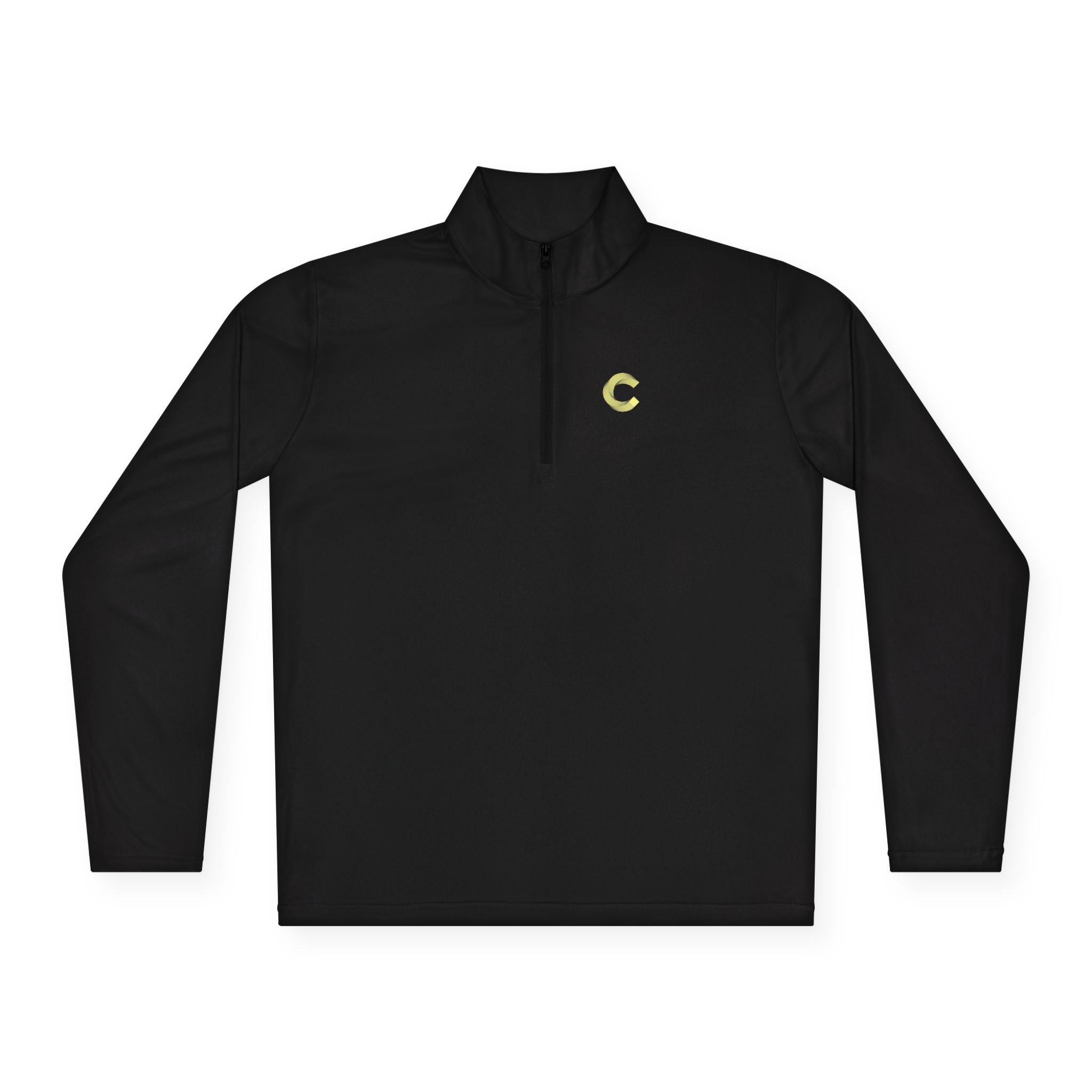 Embroidered 'C' Quarter-Zip Pullover — Minimal Logo Casual Pullover