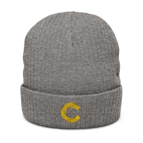 Canton Coin 'C' Beanie – Embroidered Ribbed Knit Hat