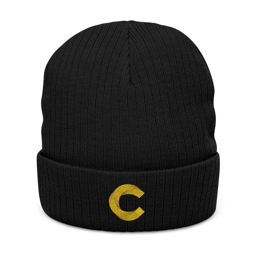 Canton Coin 'C' Beanie – Embroidered Ribbed Knit Hat