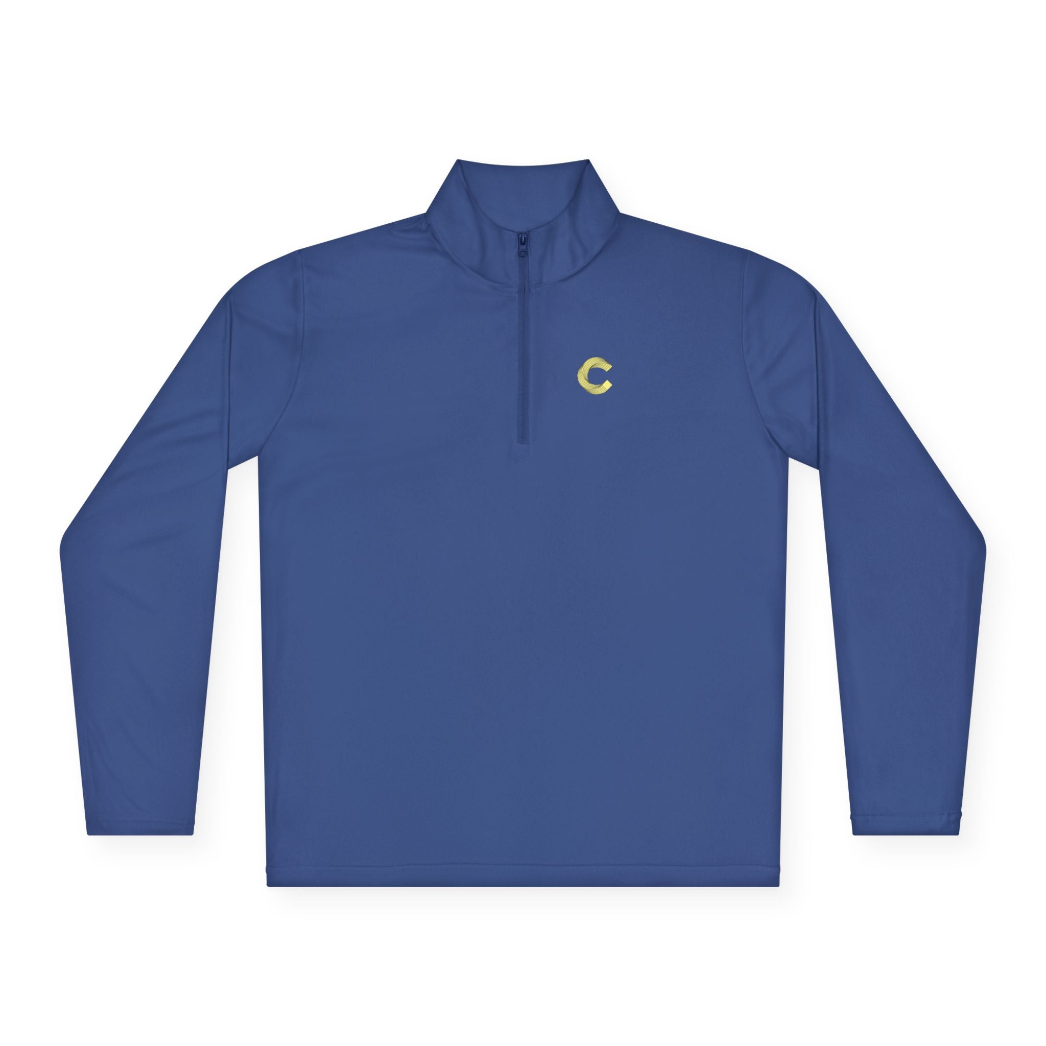 Embroidered 'C' Quarter-Zip Pullover — Minimal Logo Casual Pullover