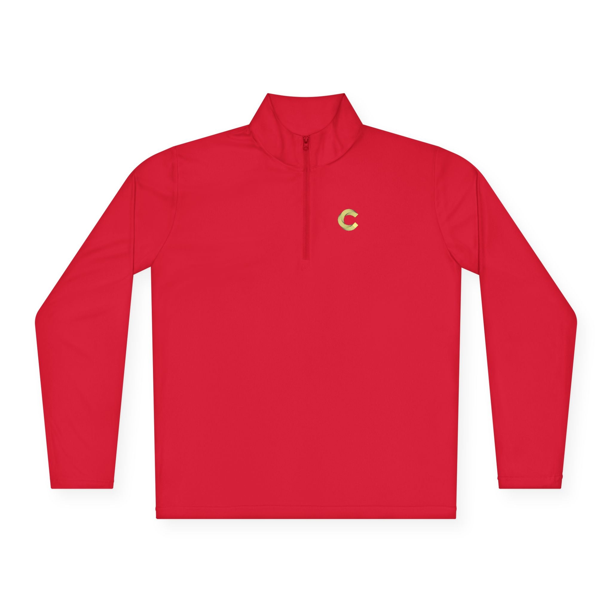 Embroidered 'C' Quarter-Zip Pullover — Minimal Logo Casual Pullover