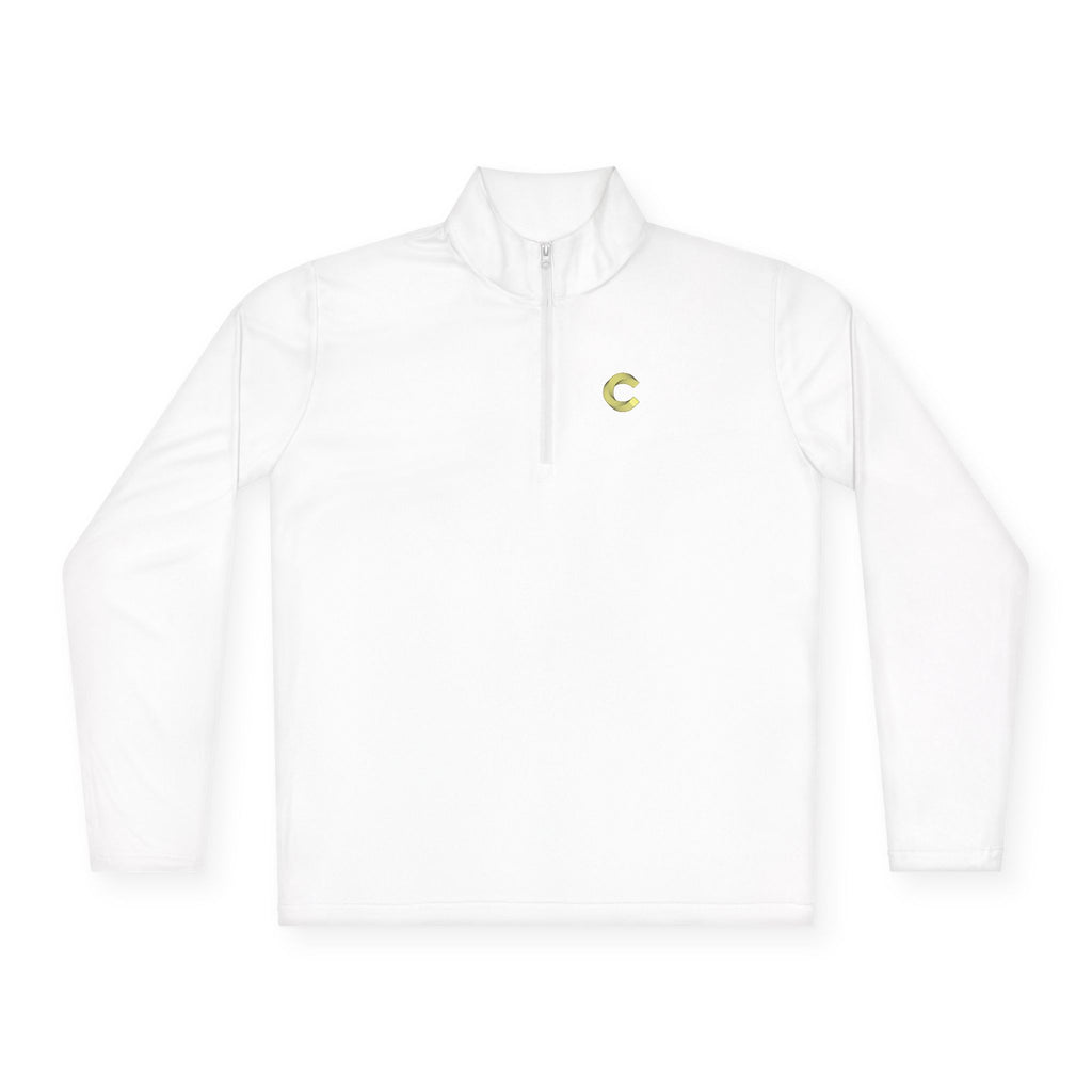 Embroidered 'C' Quarter-Zip Pullover — Minimal Logo Casual Pullover