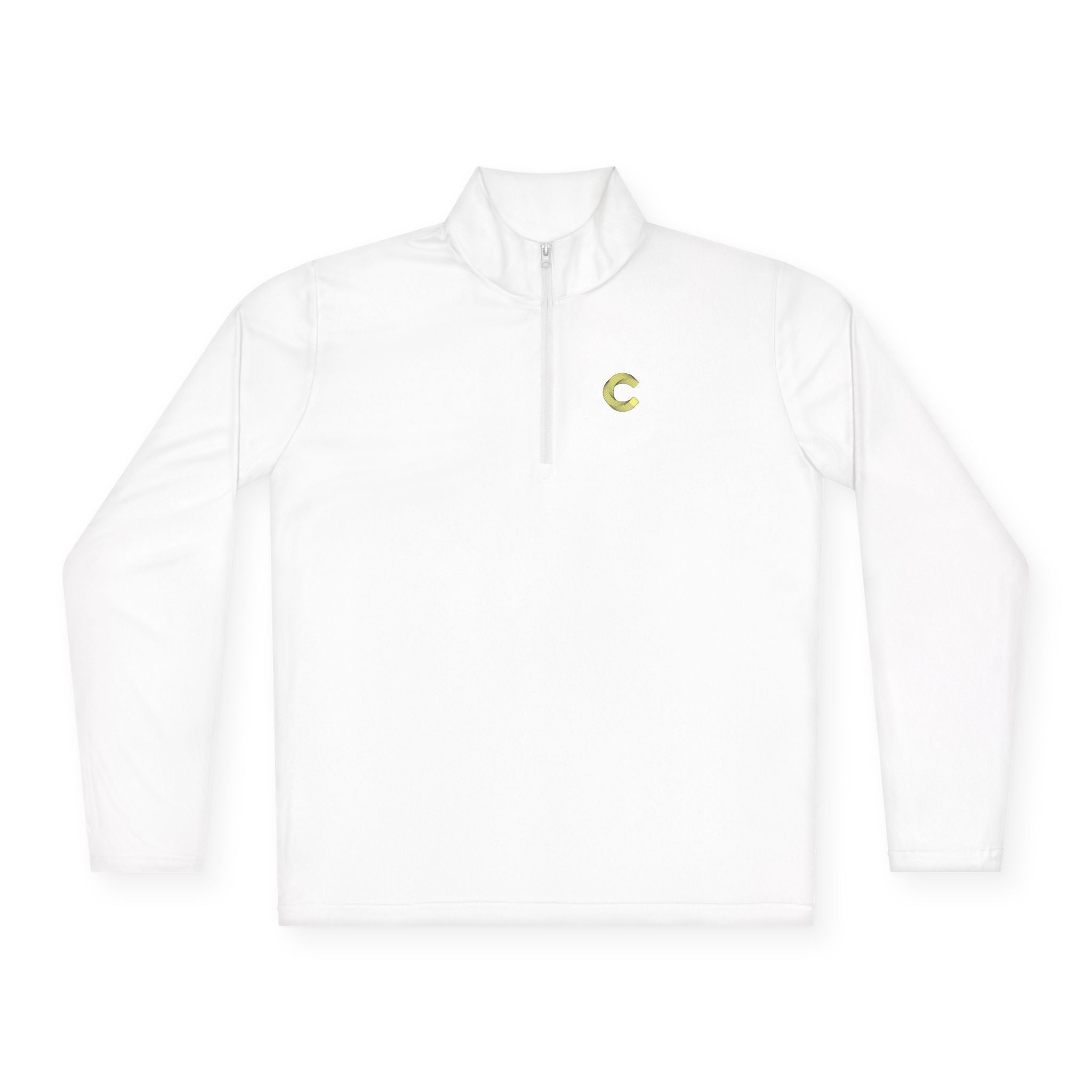 Embroidered 'C' Quarter-Zip Pullover — Minimal Logo Casual Pullover