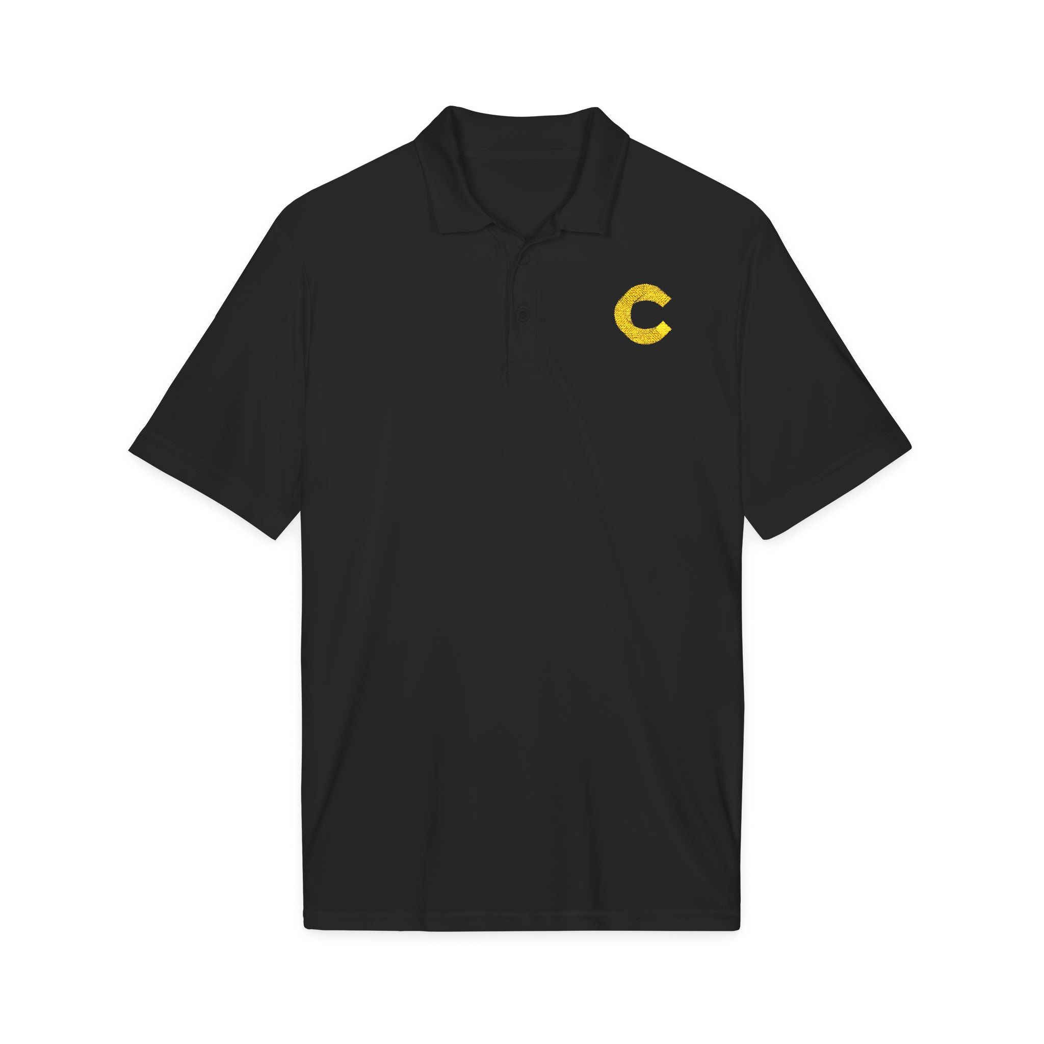 Embroidered Gold Glitter 'C' Polo Shirt — Performance Sport Tee