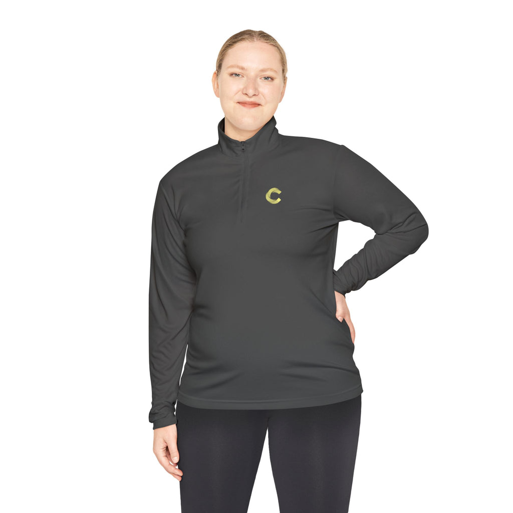 Embroidered 'C' Quarter-Zip Pullover — Minimal Logo Casual Pullover