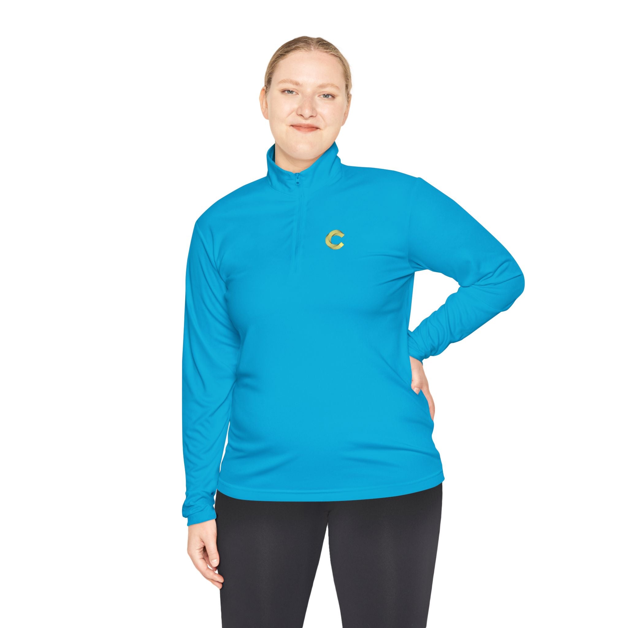 Embroidered 'C' Quarter-Zip Pullover — Minimal Logo Casual Pullover