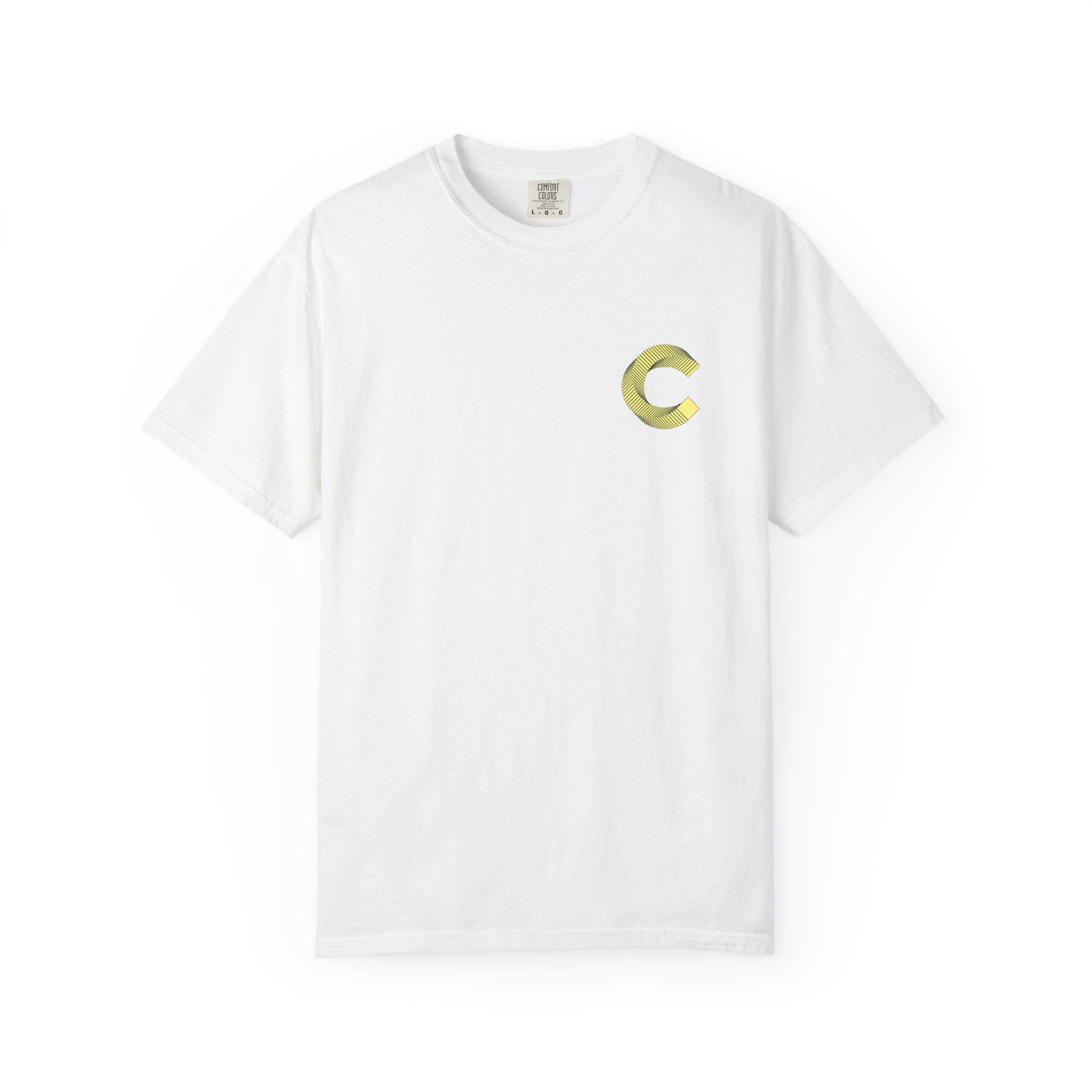 LongView Compute Emblem Tee – Gold & Blue Garment-Dyed Shirt