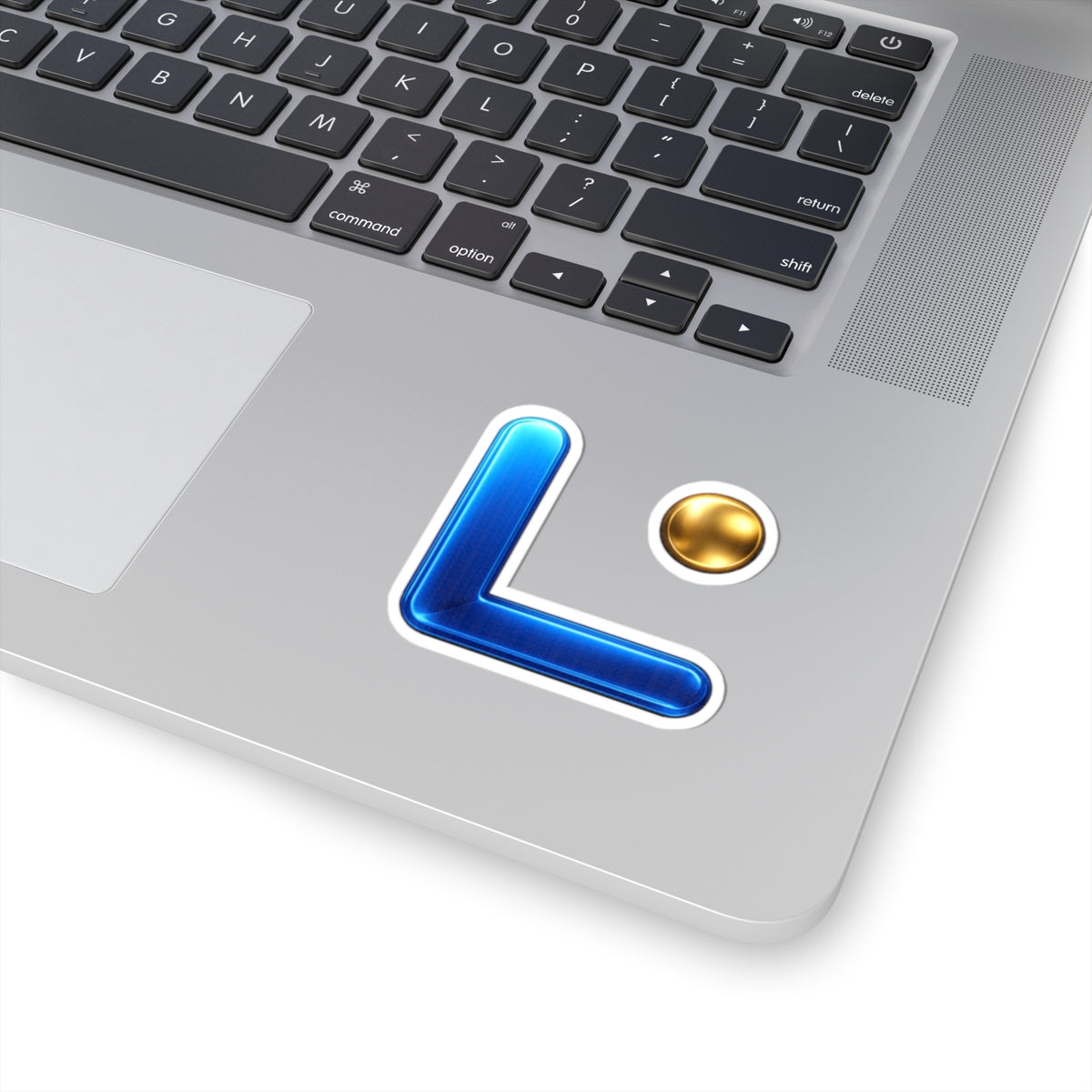 LongView Compute 'L' Sticker – Blue & Gold Die-Cut Laptop Decal