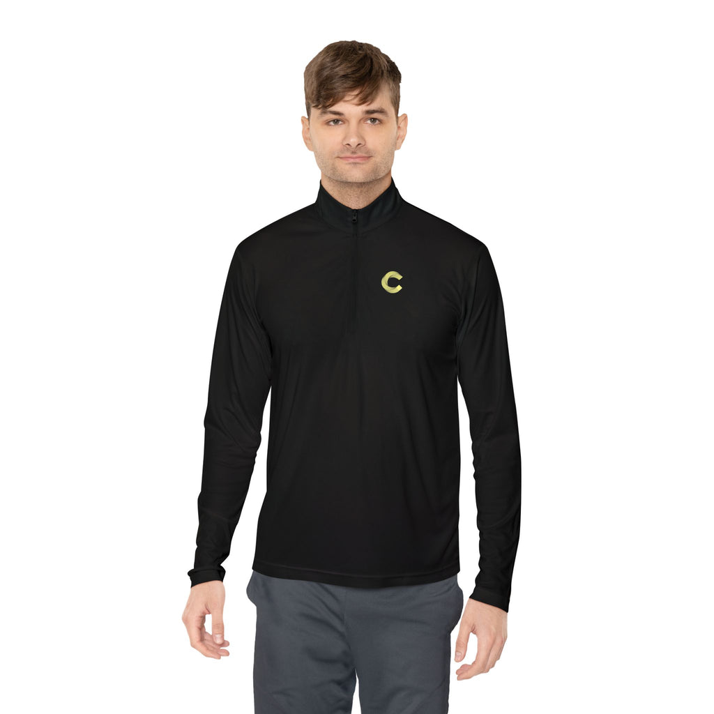Embroidered 'C' Quarter-Zip Pullover — Minimal Logo Casual Pullover