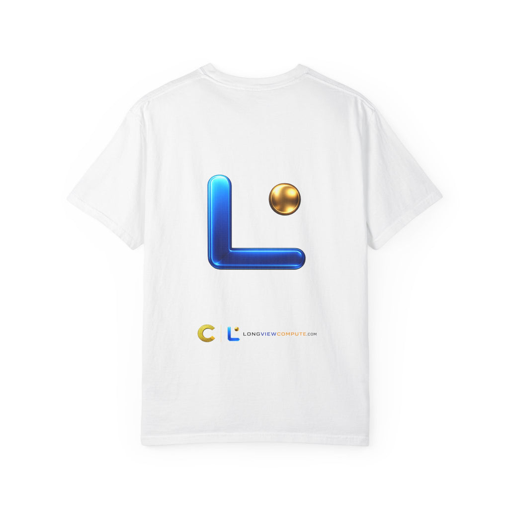 LongView Compute Emblem Tee – Gold & Blue Garment-Dyed Shirt
