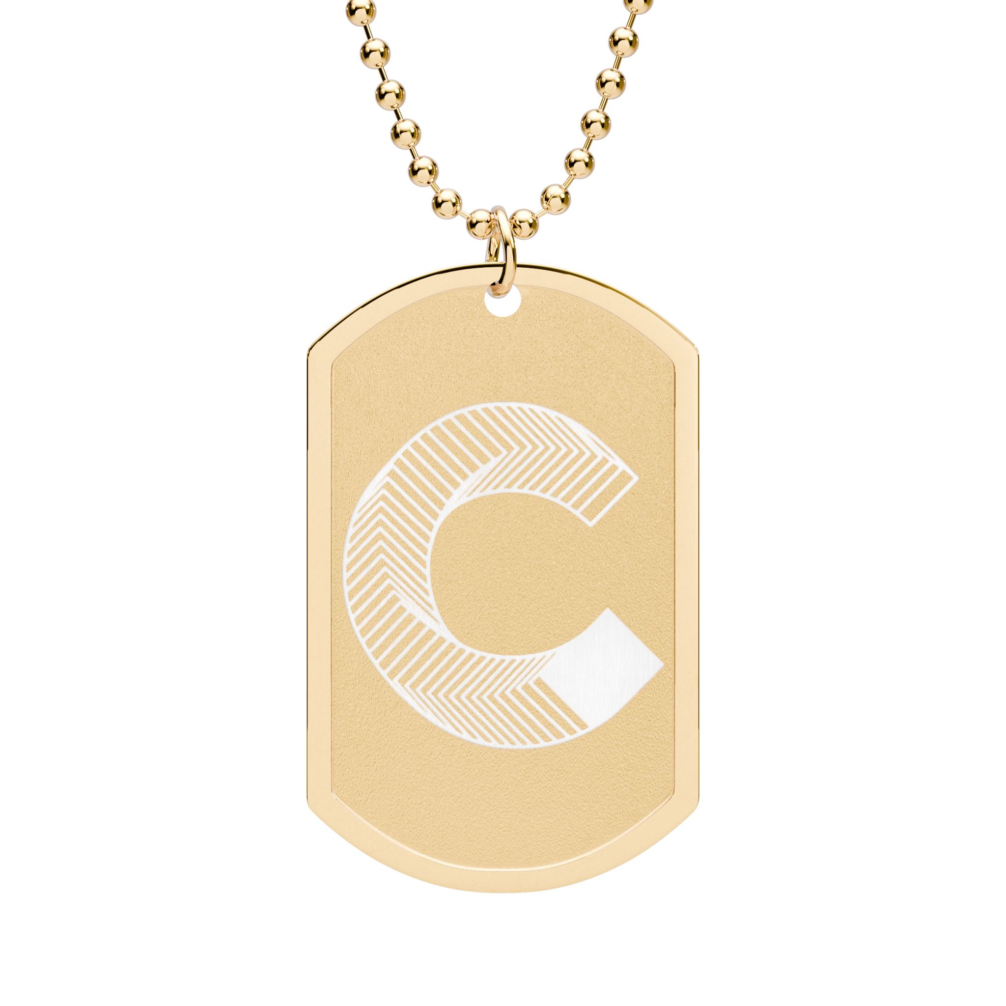 Canton Coin 'C' Dog Tag Necklace – Engraved Pendant